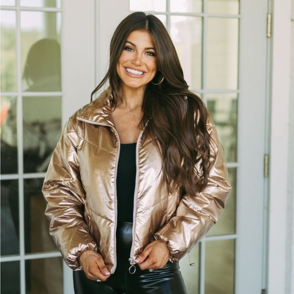 Gold Metallic Puffer Jacket